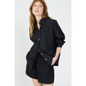 NWT LMND Chiara Shirt Long Sleeve Black Button Up Casual  Womens S Minimalist